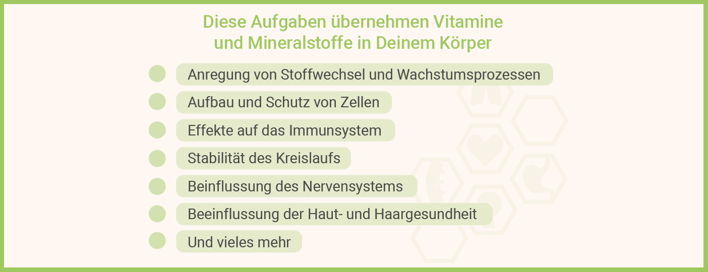 Infografik: Diese Aufgaben haben Vitamine und Mineralstoffe